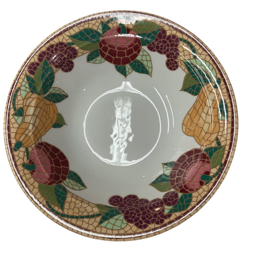 Pier 1 Mosaic Fruit Serving Salad Bowl‎ Italy Home Deco Stained Glass Apple Pear